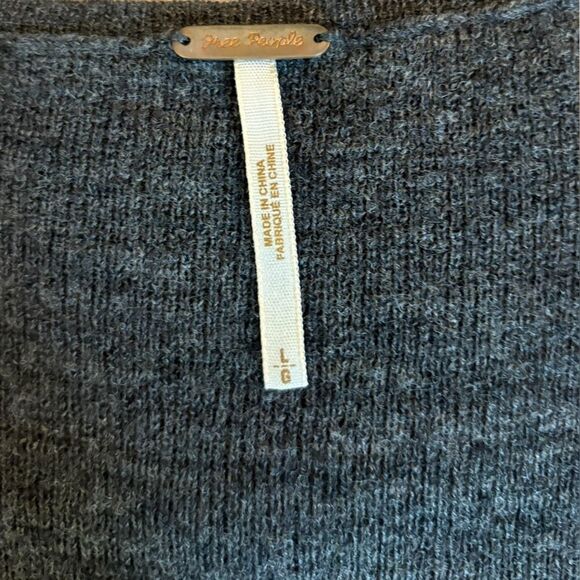 Free People Wool Mini Dress Ruffle Cuffs and Hem Scoop Neck Womens Large Gray - Picture 5 of 8